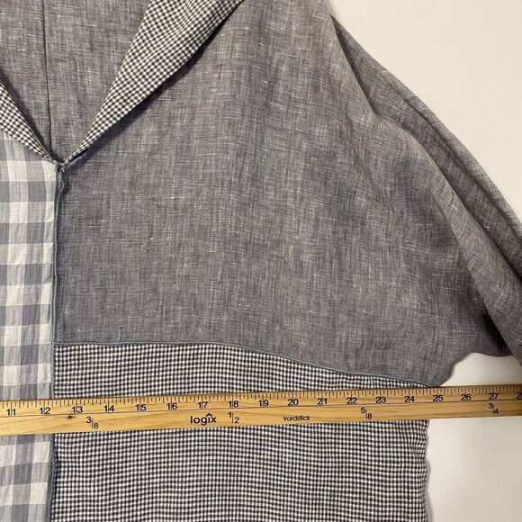 Moonlight Y&S Fashion Linen Tunic M Gray Plaid Oversized Boho Lagenlook Artsy - Picture 7 of 11